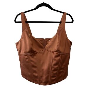Jason Wu Satin Corset Bustier Top Bronze Satin Sweetheart Neckline Sz L  NWOT